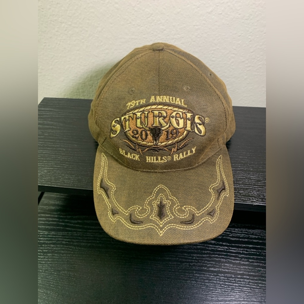 Sturgis 79th Annual 2019 Black Hills Rally strap back Hat Brown Lorimco Harley